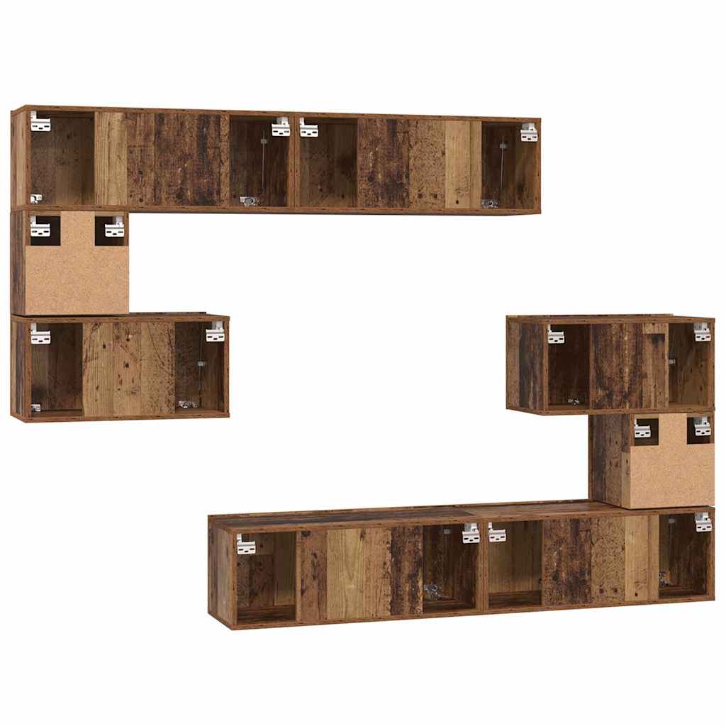 vidaXL Σετ επίπλου τηλεόρασης 8 pcs Παλιό Ξύλο Επεξεργασμένο ξύλο