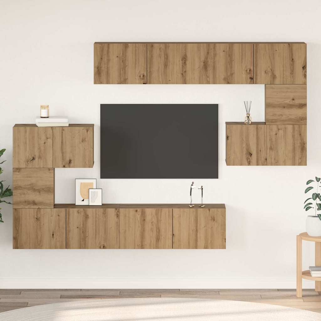 vidaXL Σετ επίπλου τηλεόρασης 8 pcs Artisan Oak Επεξεργασμένο ξύλο