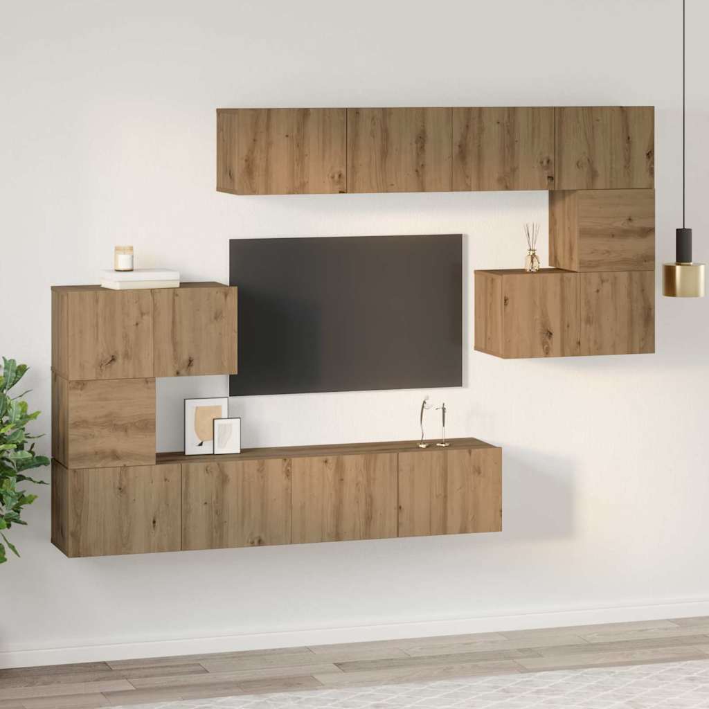 vidaXL Σετ επίπλου τηλεόρασης 8 pcs Artisan Oak Επεξεργασμένο ξύλο