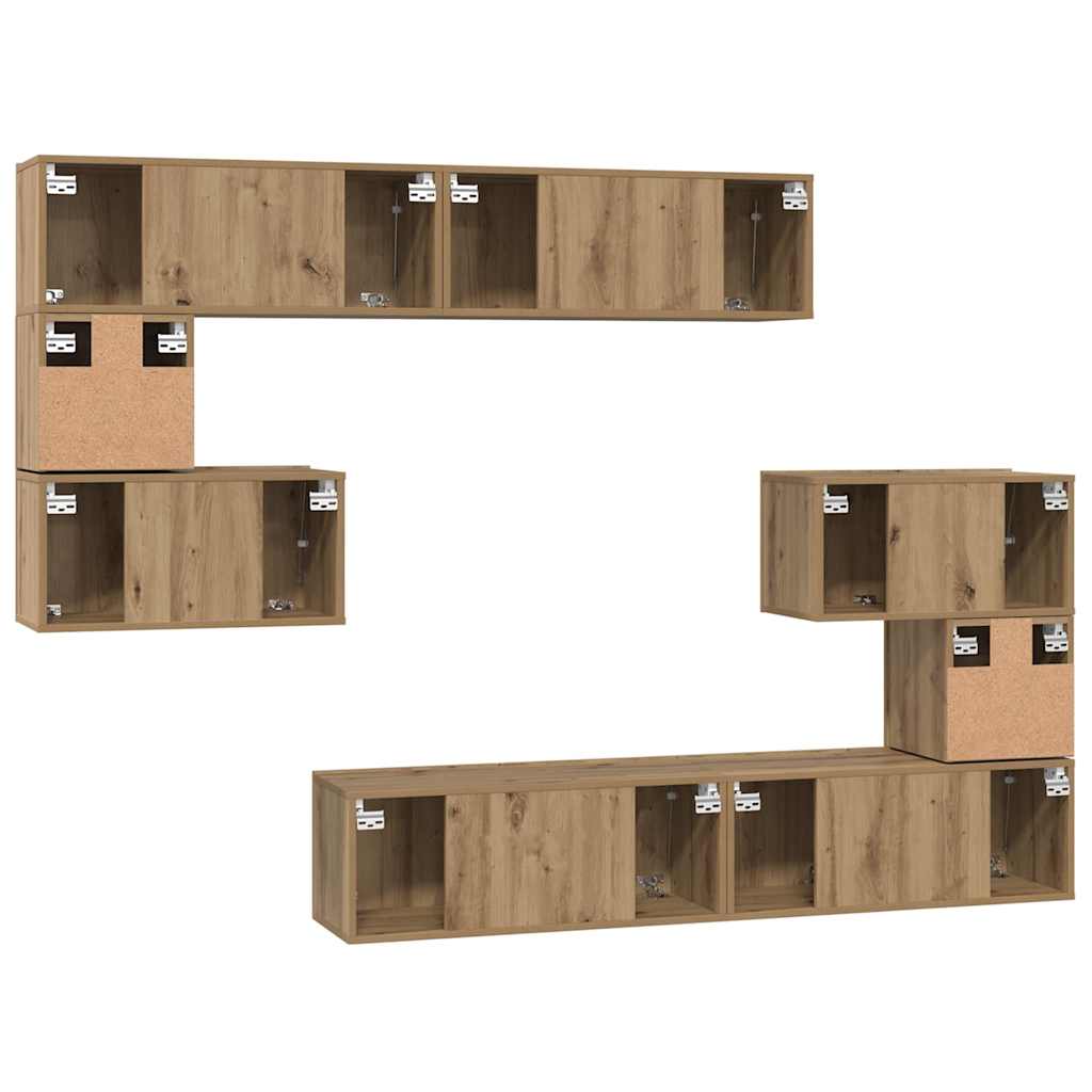 vidaXL Σετ επίπλου τηλεόρασης 8 pcs Artisan Oak Επεξεργασμένο ξύλο
