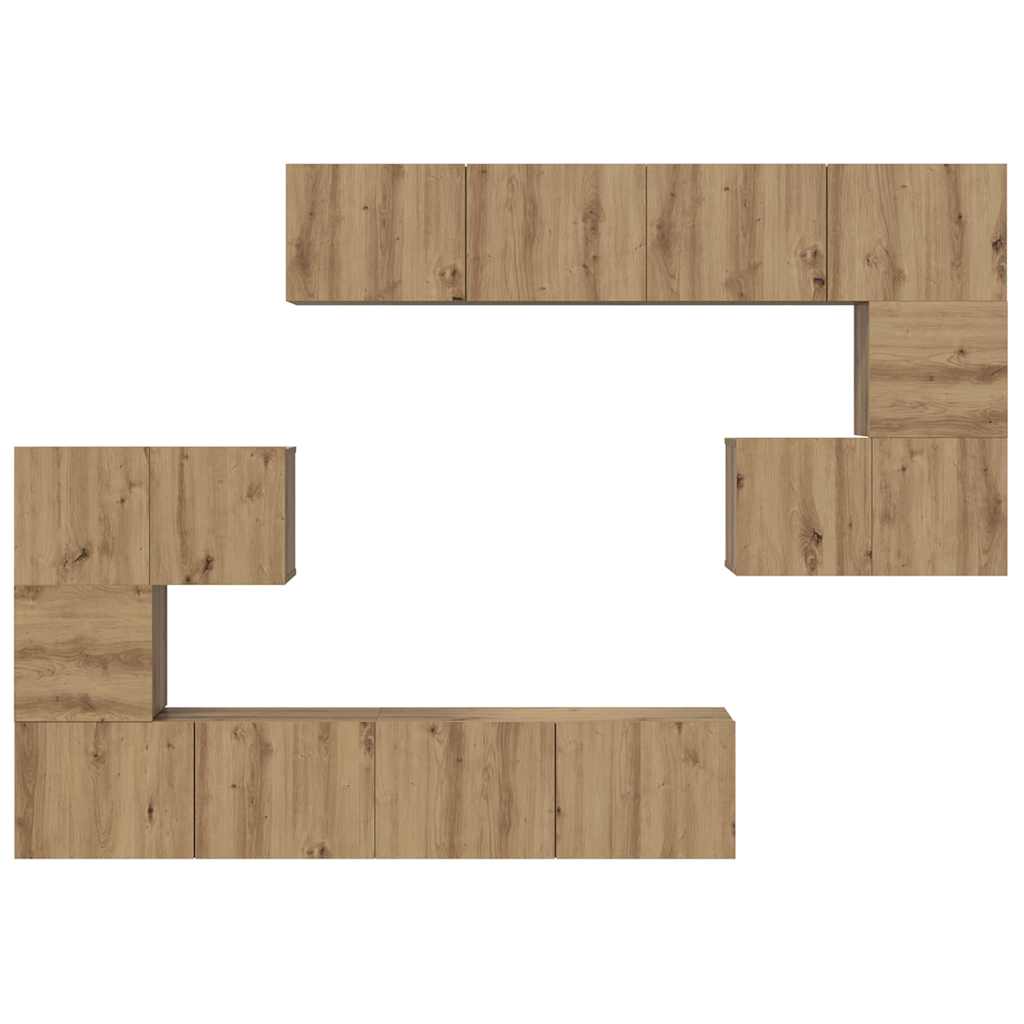 vidaXL Σετ επίπλου τηλεόρασης 8 pcs Artisan Oak Επεξεργασμένο ξύλο