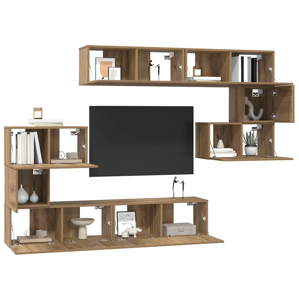 vidaXL Σετ επίπλου τηλεόρασης 8 pcs Artisan Oak Επεξεργασμένο ξύλο