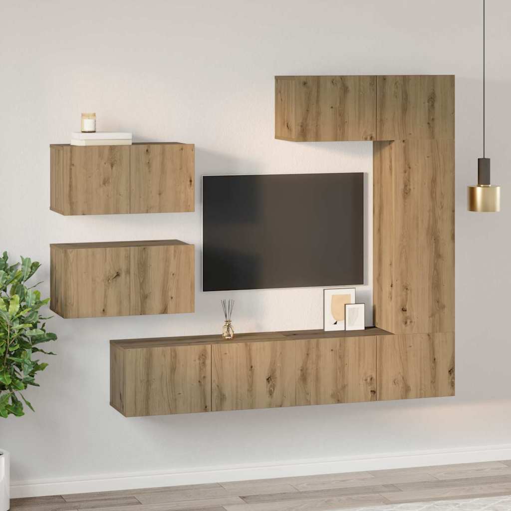 vidaXL Σετ επίπλου τηλεόρασης 6 pcs Artisan Oak Επεξεργασμένο ξύλο