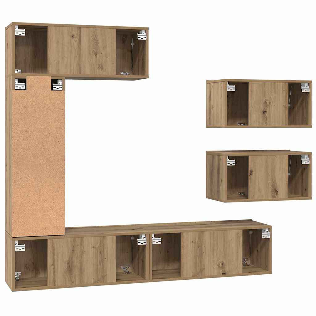 vidaXL Σετ επίπλου τηλεόρασης 6 pcs Artisan Oak Επεξεργασμένο ξύλο