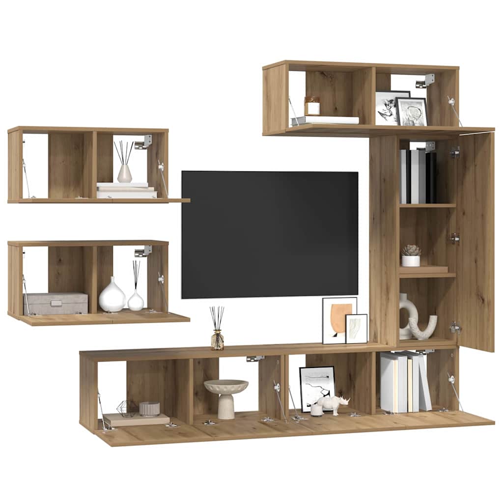 vidaXL Σετ επίπλου τηλεόρασης 6 pcs Artisan Oak Επεξεργασμένο ξύλο