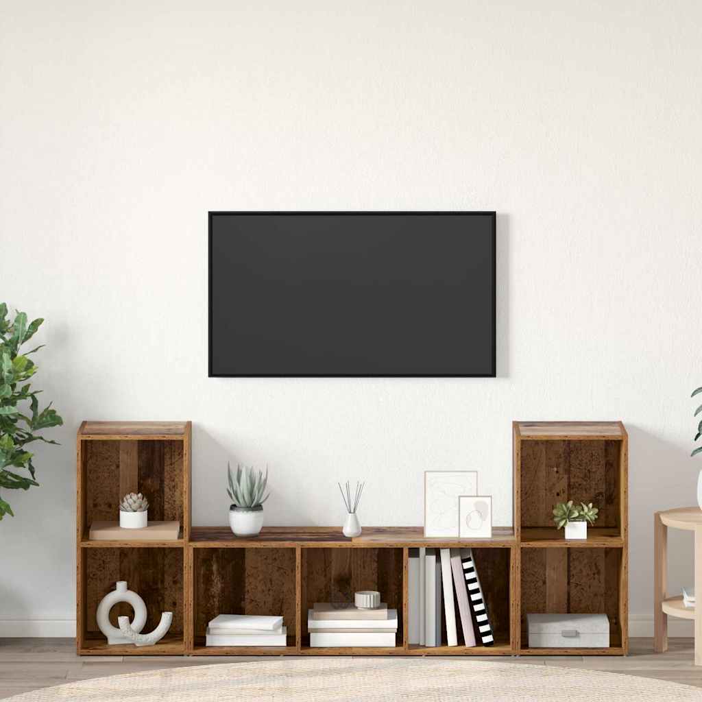 vidaXL Ντουλάπι TV 3 pcs Καφέ 107 x 35 x 37 cm Επεξεργασμένο ξύλο