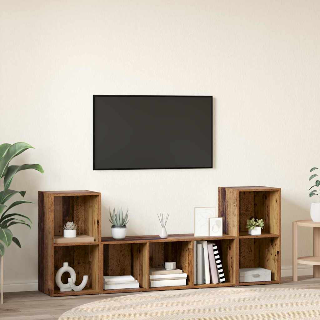 vidaXL Σετ επίπλου τηλεόρασης Επιτοίχιο 3 pcs Καφέ Επεξεργασμένο ξύλο