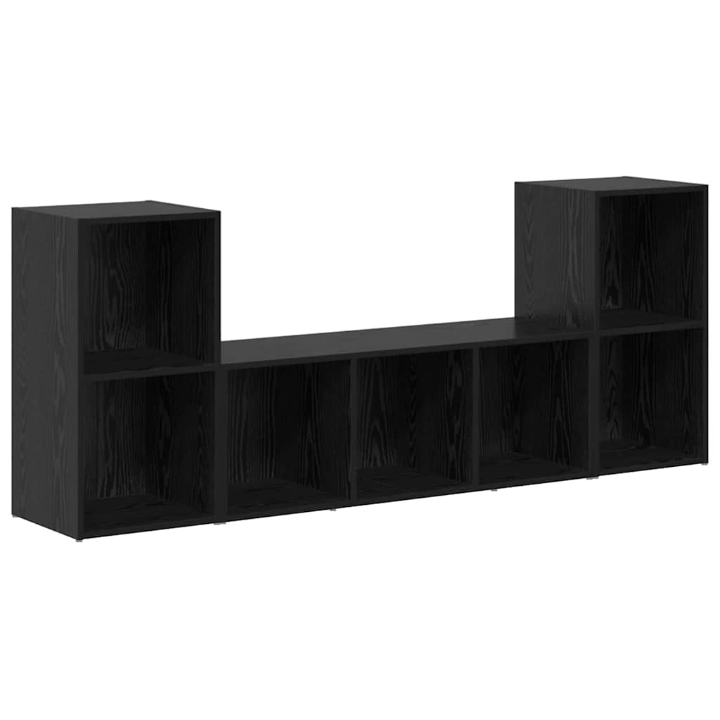 vidaXL Σετ επίπλου τηλεόρασης Επιτοίχιο 3 pcs Μαύρο Επεξεργασμένο ξύλο
