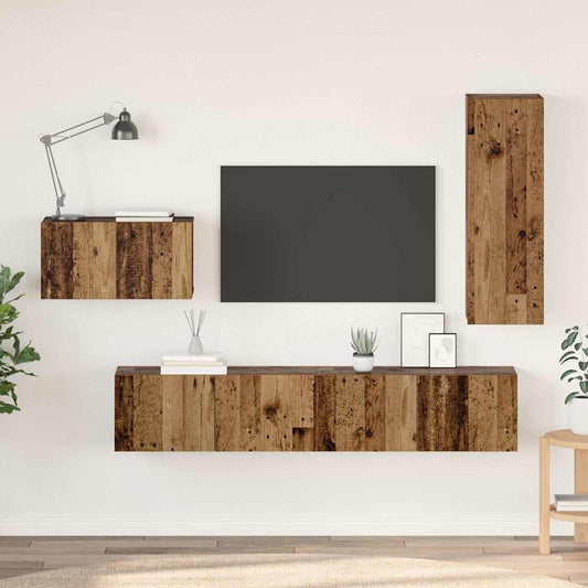 vidaXL Σετ επίπλου τηλεόρασης 4 pcs Παλιό Ξύλο Επεξεργασμένο ξύλο