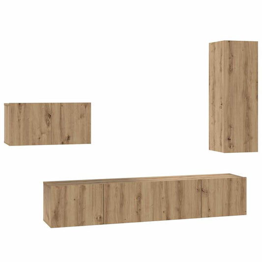 vidaXL Σετ επίπλου τηλεόρασης 4 pcs Artisan Oak Επεξεργασμένο ξύλο