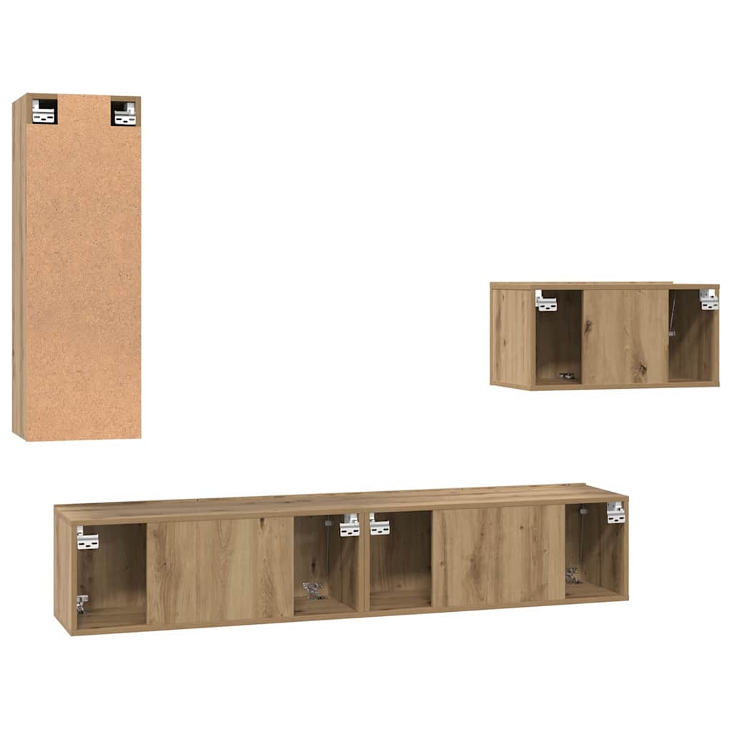vidaXL Σετ επίπλου τηλεόρασης 4 pcs Artisan Oak Επεξεργασμένο ξύλο
