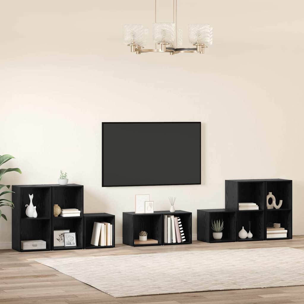 vidaXL ΣΕΤ ΒΑΘΜΟΛΟΓΗΣΗΣ ΤΗΛΕΟΡΑΣΗΣ 8 pcs Μαύρη Οξυά Επεξεργασμένο ξύλο