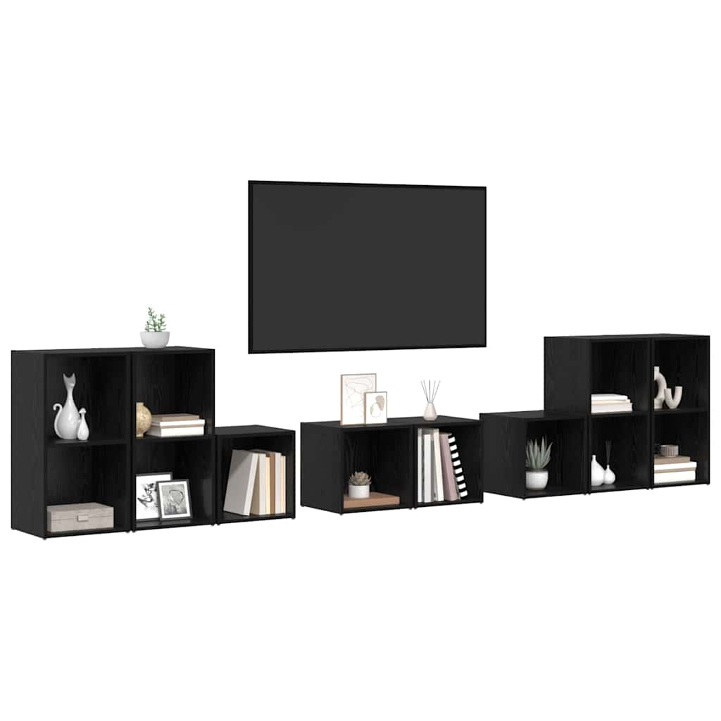 vidaXL ΣΕΤ ΒΑΘΜΟΛΟΓΗΣΗΣ ΤΗΛΕΟΡΑΣΗΣ 8 pcs Μαύρη Οξυά Επεξεργασμένο ξύλο