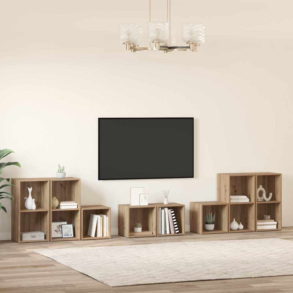 vidaXL ΣΕΤ ΒΑΘΜΟΛΟΓΗΣΗΣ ΤΗΛΕΟΡΑΣΗΣ Επιτοίχιο 8 pcs Artisan Oak
