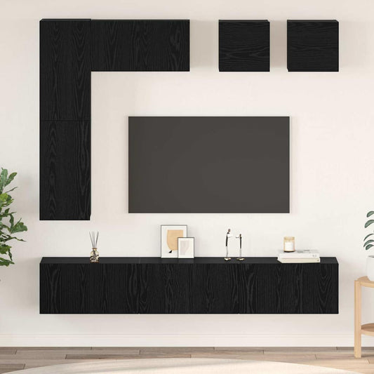 vidaXL Σετ επίπλου τηλεόρασης 8 pcs Μαύρη Οξυά Επεξεργασμένο ξύλο
