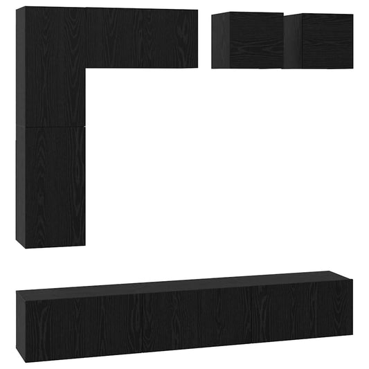 vidaXL Σετ επίπλου τηλεόρασης 8 pcs Μαύρη Οξυά Επεξεργασμένο ξύλο