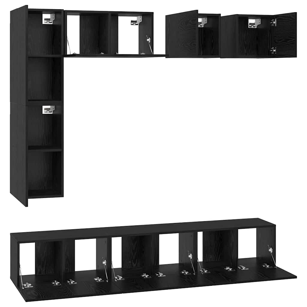 vidaXL Σετ επίπλου τηλεόρασης 8 pcs Μαύρη Οξυά Επεξεργασμένο ξύλο