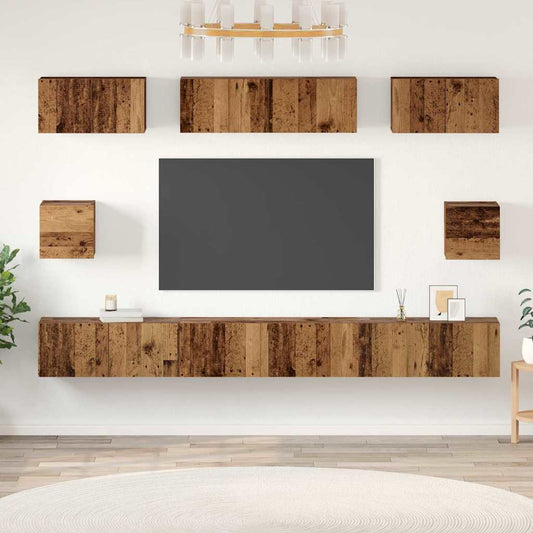 vidaXL Σετ επίπλου τηλεόρασης 8 pcs Παλιό Ξύλο Επεξεργασμένο ξύλο
