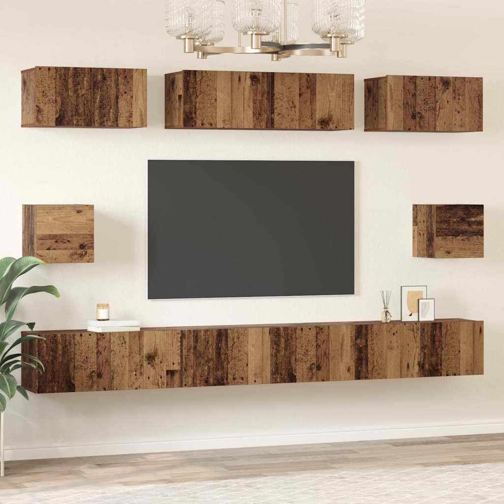 vidaXL Σετ επίπλου τηλεόρασης 8 pcs Παλιό Ξύλο Επεξεργασμένο ξύλο