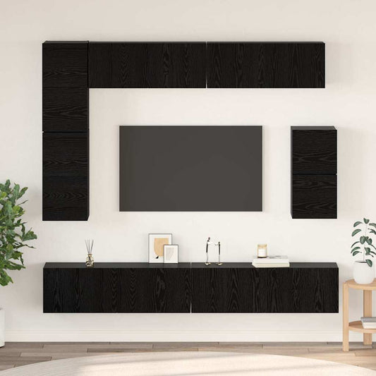 vidaXL Σετ επίπλου τηλεόρασης 8 pcs Μαύρη Οξυά Επεξεργασμένο ξύλο