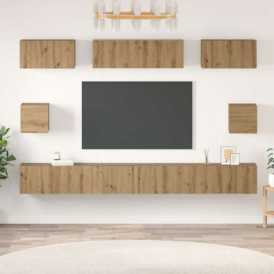 vidaXL Σετ επίπλου τηλεόρασης 8 pcs Artisan Oak Επεξεργασμένο ξύλο