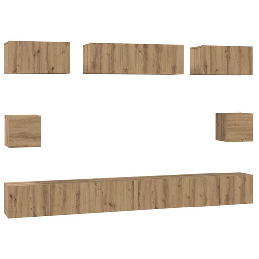 vidaXL Σετ επίπλου τηλεόρασης 8 pcs Artisan Oak Επεξεργασμένο ξύλο