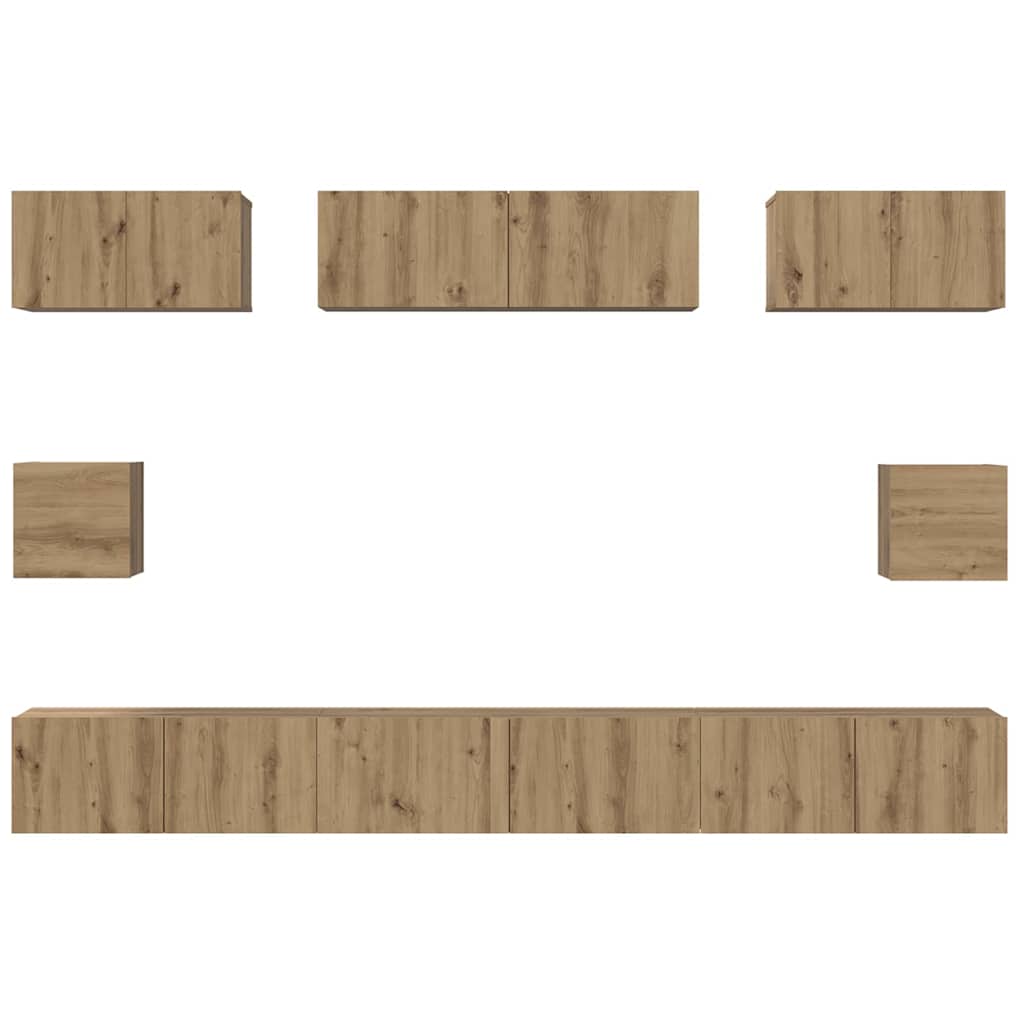 vidaXL Σετ επίπλου τηλεόρασης 8 pcs Artisan Oak Επεξεργασμένο ξύλο