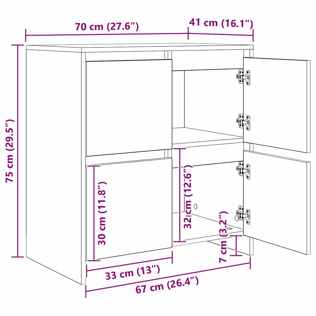 vidaXL Παραδοσιακά Πλευρικά Έπιπλα 2 pcs Μαύρη δρυς 70 x 41 x 75 εκ.