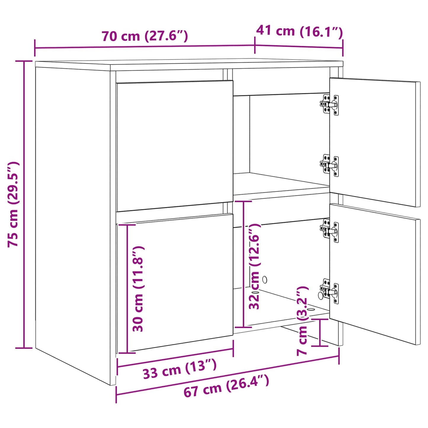 vidaXL Πλαϊνό γραφείο 2 pcs Artisan Oak 70 x 41 x 75 εκ.