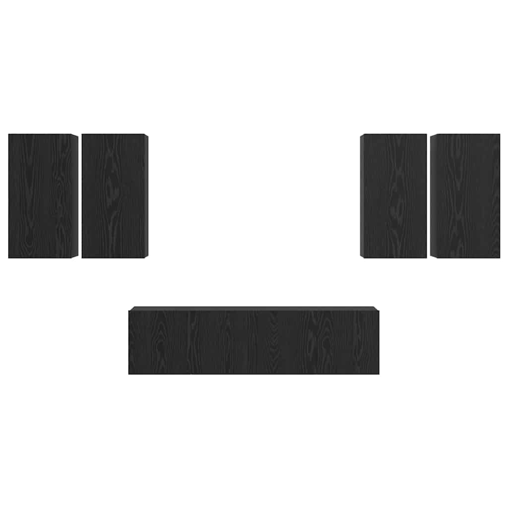 vidaXL Σετ επίπλου τηλεόρασης Επιτοίχιο Μαύρη Οξυά Επεξεργασμένο ξύλο