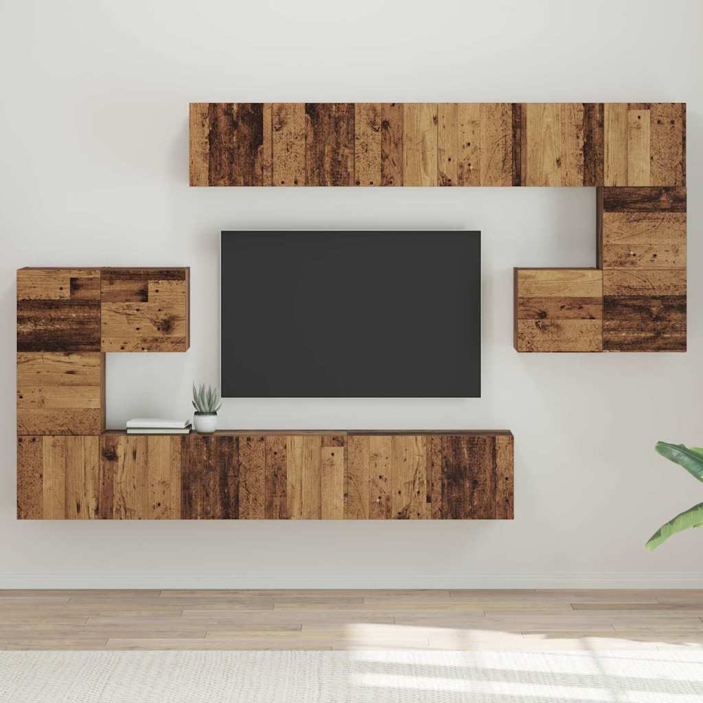 vidaXL Σετ επίπλου τηλεόρασης 10 pcs Παλιό Ξύλο Επεξεργασμένο ξύλο