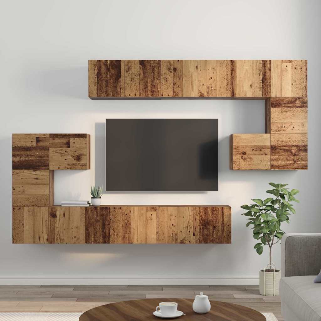 vidaXL Σετ επίπλου τηλεόρασης 10 pcs Παλιό Ξύλο Επεξεργασμένο ξύλο