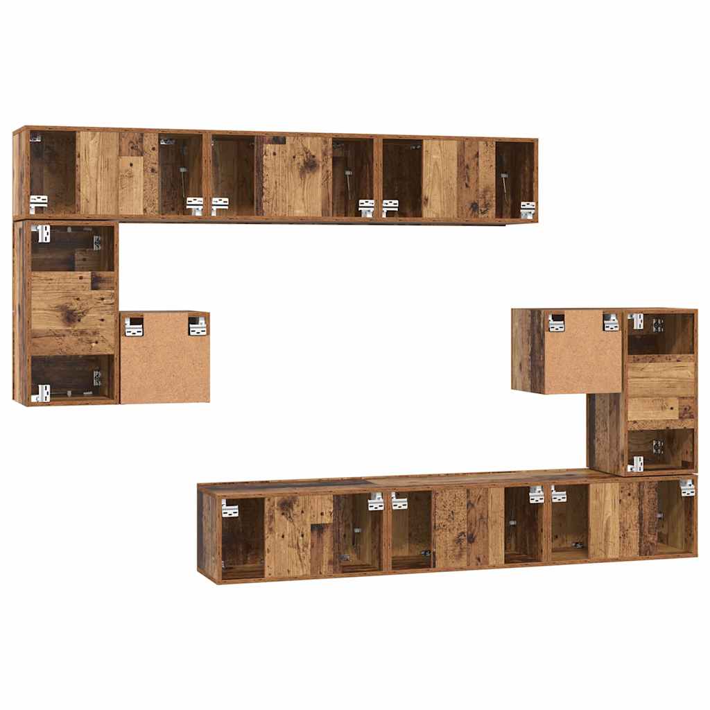 vidaXL Σετ επίπλου τηλεόρασης 10 pcs Παλιό Ξύλο Επεξεργασμένο ξύλο