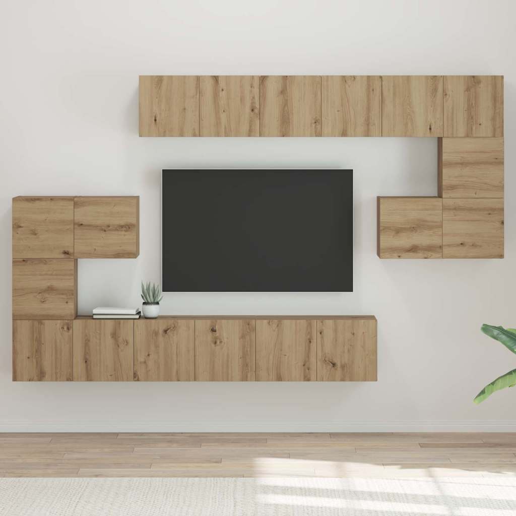 vidaXL Σετ επίπλου τηλεόρασης 10 τμχ. Artisan Oak Επεξεργασμένο Ξύλο