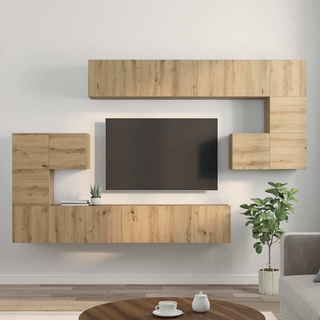 vidaXL Σετ επίπλου τηλεόρασης 10 τμχ. Artisan Oak Επεξεργασμένο Ξύλο