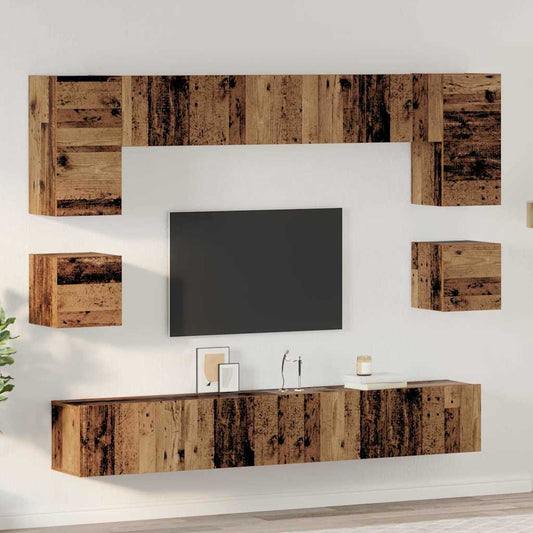 vidaXL Σετ επίπλου τηλεόρασης 8 pcs Παλιό Ξύλο Επεξεργασμένο ξύλο