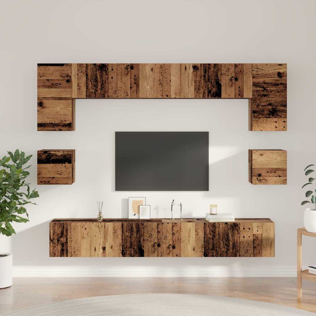vidaXL Σετ επίπλου τηλεόρασης 8 pcs Παλιό Ξύλο Επεξεργασμένο ξύλο