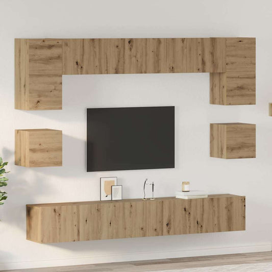 vidaXL Σετ επίπλου τηλεόρασης 8 pcs Artisan Oak Επεξεργασμένο ξύλο