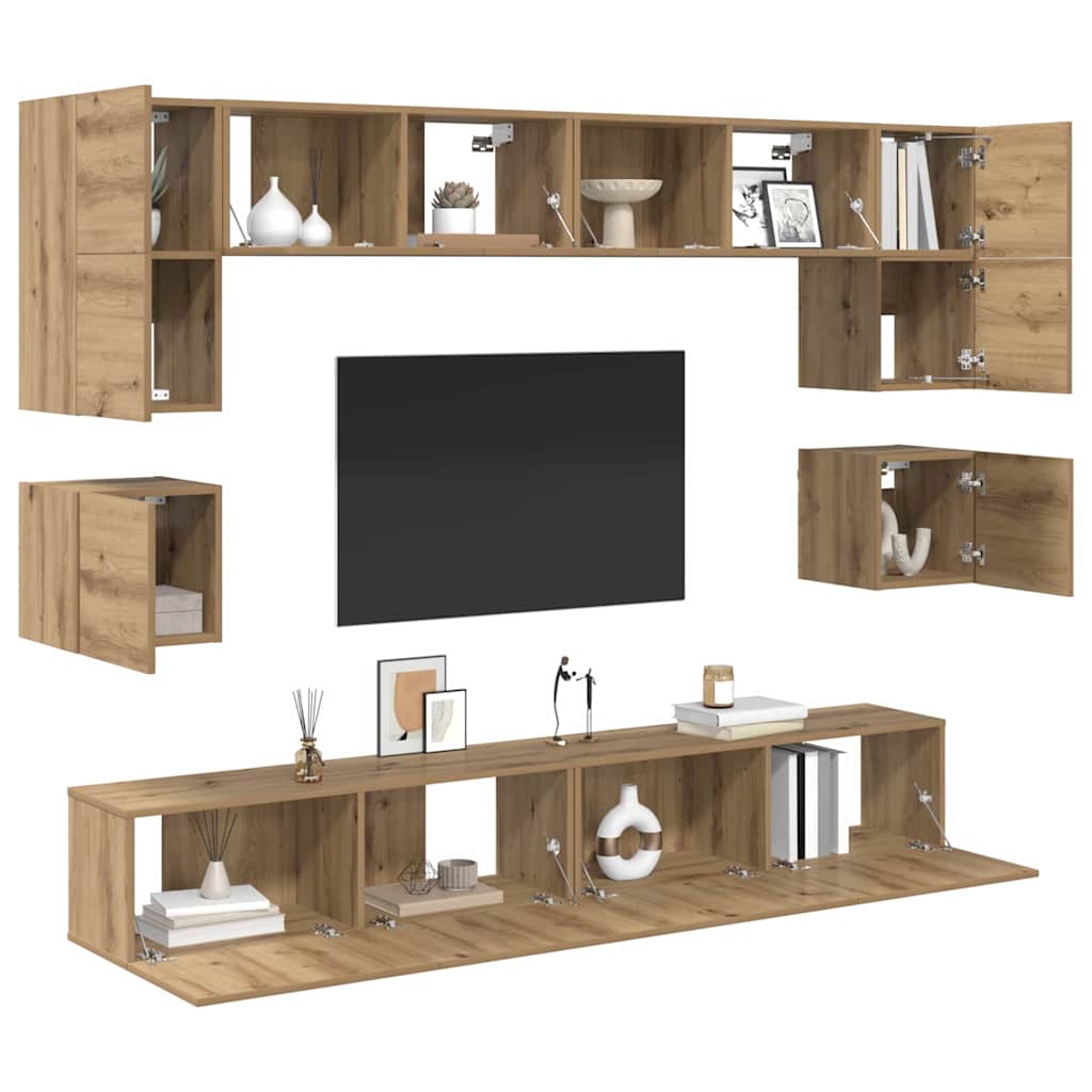 vidaXL Σετ επίπλου τηλεόρασης 8 pcs Artisan Oak Επεξεργασμένο ξύλο