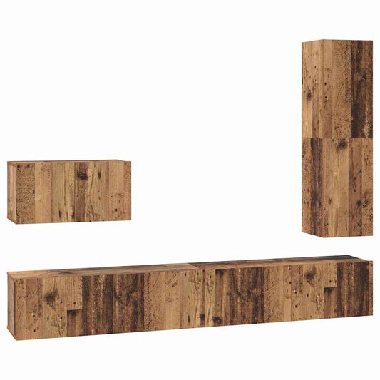 vidaXL Σετ επίπλου τηλεόρασης 4 pcs Παλιό Ξύλο Επεξεργασμένο ξύλο