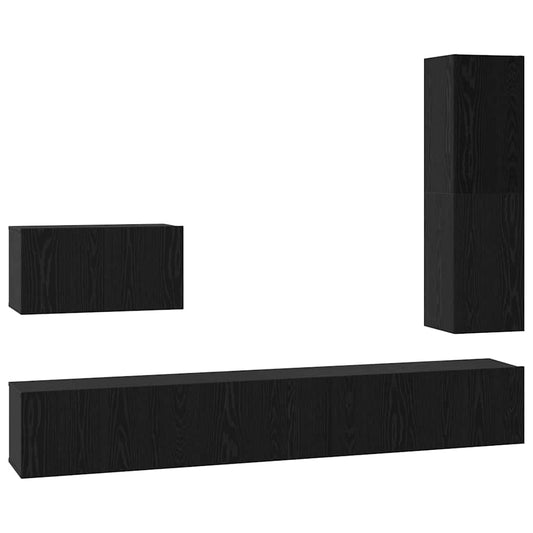 vidaXL Σετ επίπλου τηλεόρασης 4 pcs Μαύρη Οξυά Επεξεργασμένο ξύλο