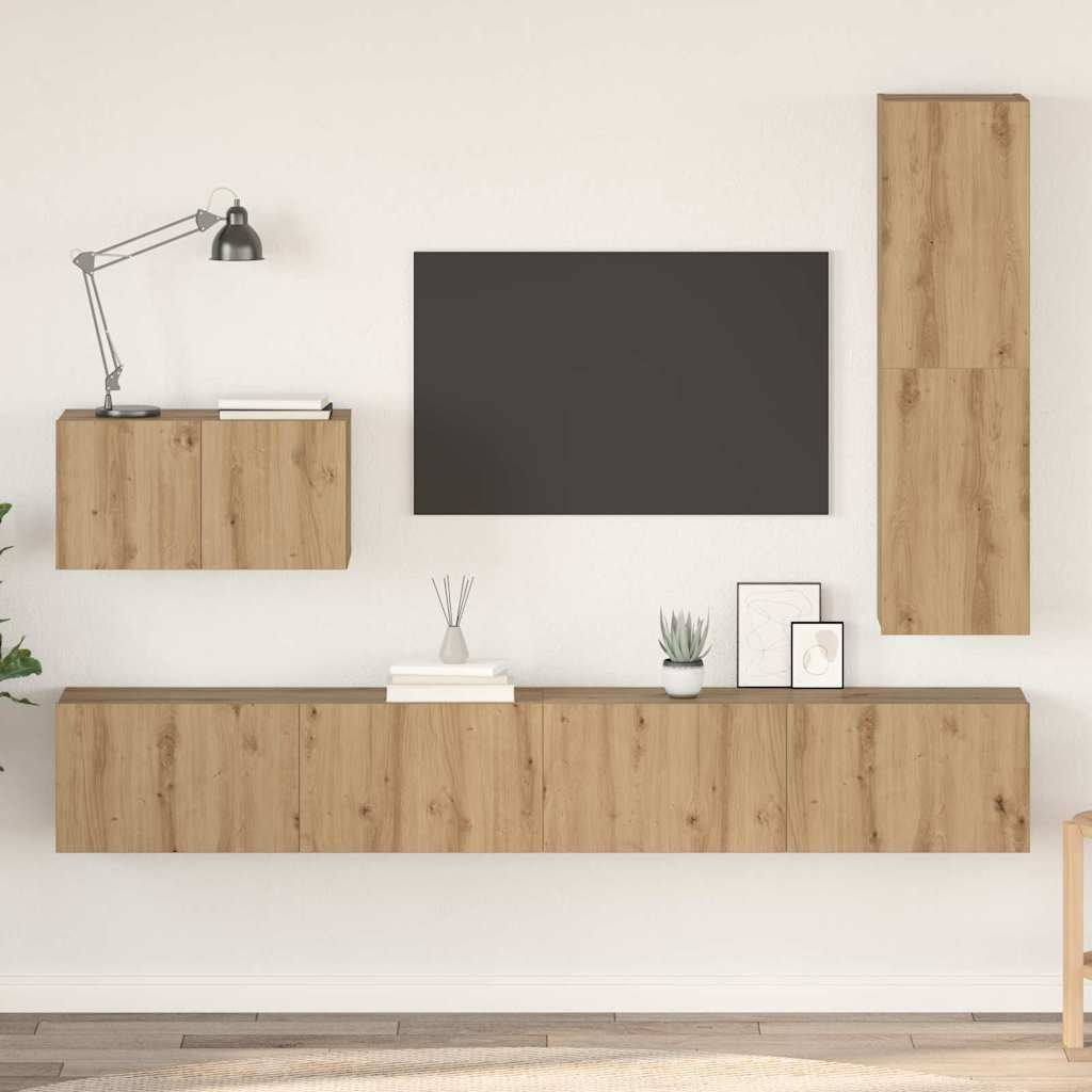 vidaXL Σετ επίπλου τηλεόρασης 4 pcs Artisan Oak Επεξεργασμένο ξύλο