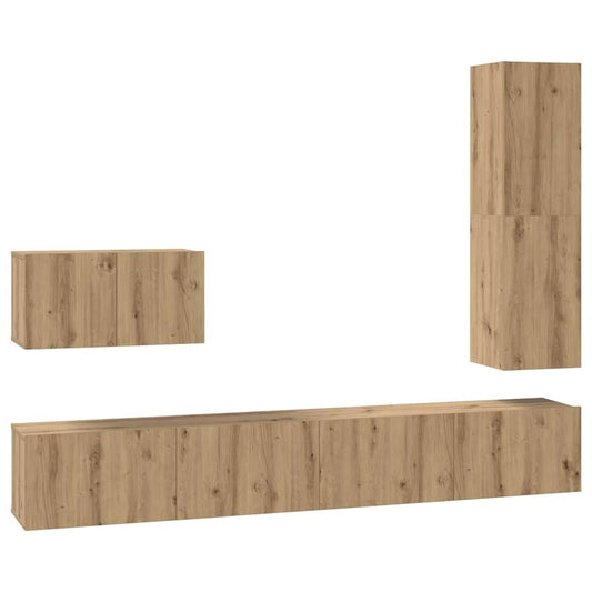 vidaXL Σετ επίπλου τηλεόρασης 4 pcs Artisan Oak Επεξεργασμένο ξύλο