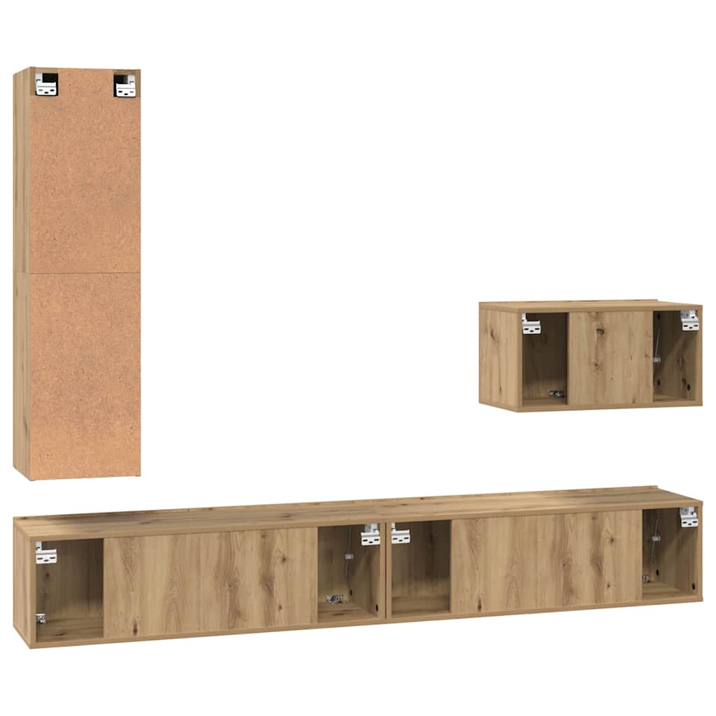 vidaXL Σετ επίπλου τηλεόρασης 4 pcs Artisan Oak Επεξεργασμένο ξύλο