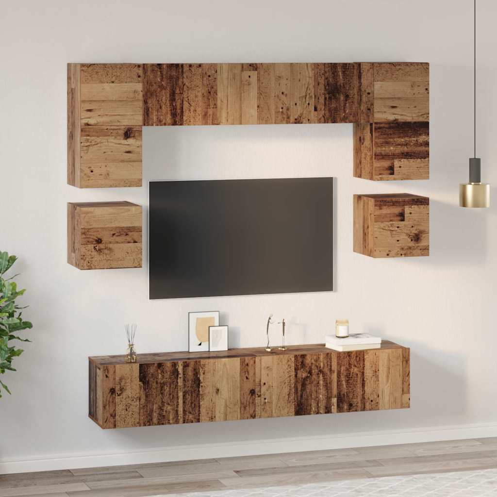 vidaXL Σετ επίπλου τηλεόρασης 8 pcs Παλιό Ξύλο Επεξεργασμένο ξύλο
