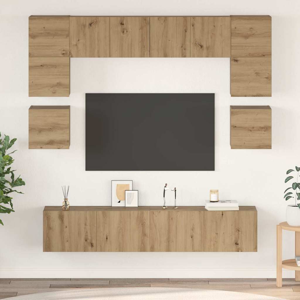 vidaXL Σετ επίπλου τηλεόρασης 8 τμχ. Artisan Oak Επεξεργασμένο Ξύλο