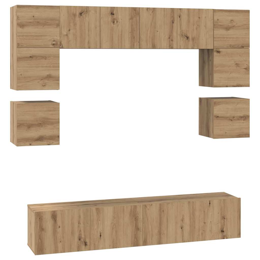 vidaXL Σετ επίπλου τηλεόρασης 8 τμχ. Artisan Oak Επεξεργασμένο Ξύλο
