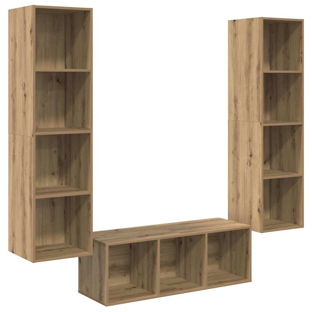 vidaXL Σετ Τηλεοπτικού Κάδου 3 pcs artisan δρυς 37 x 37 x 142.5 εκ
