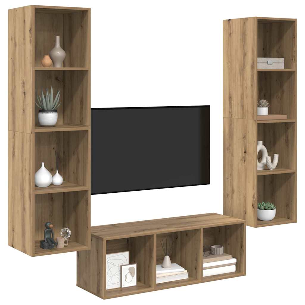 vidaXL Σετ Τηλεοπτικού Κάδου 3 pcs artisan δρυς 37 x 37 x 142.5 εκ