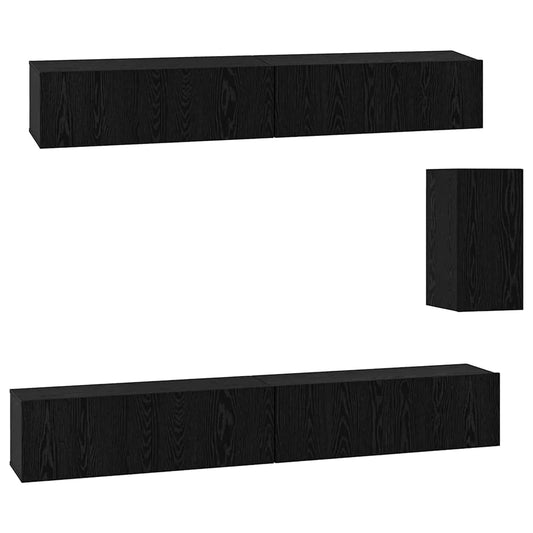 vidaXL Τηλεοπτική Κάβα Τοίχου 3 pcs 100 x 30 x 30 cm Μαύρη Οξυά